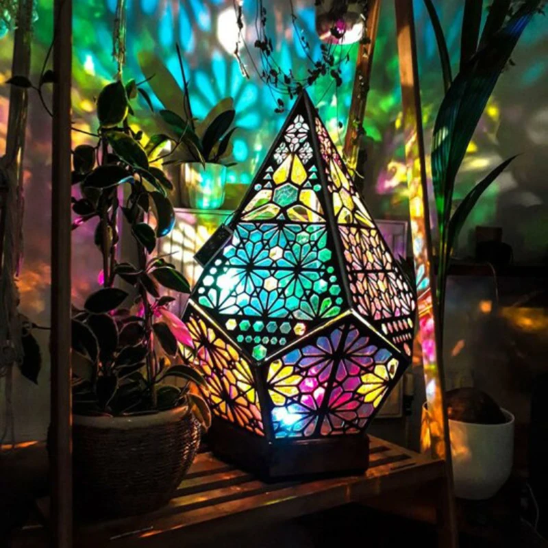 Bohemian Table Decoration Lamps Indoor Lighting Colorful Mosaic Atmosphere Projector Night Light For Room Decor Dropshipping | Лампы и