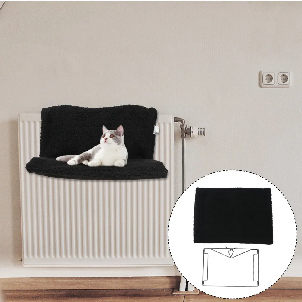 

1 pc Hanging Radiator Bed Winter Black Fleece Warm Cushion Pet Cozy Bed Pet Hammock for Kittens