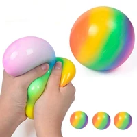 7cm rainbow stick wall ball stress relief ceiling balls squash ball globbles decompression toy sticky target ball sensory toys