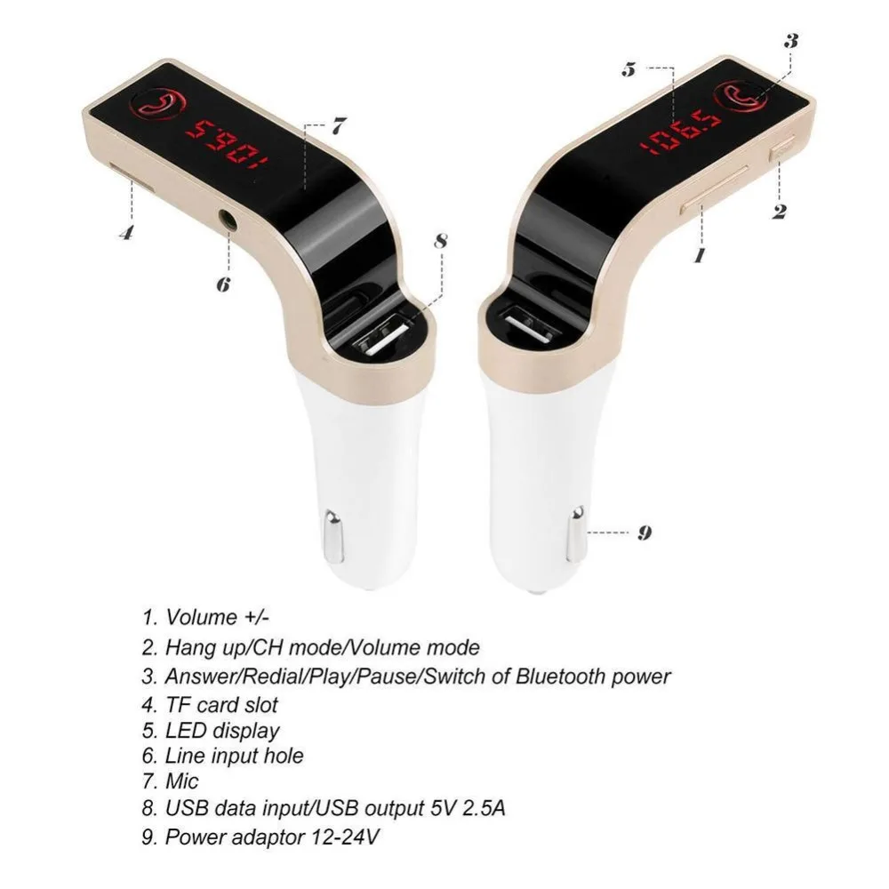 G7 автомобиля памяти Hands-free ЖК-дисплей дисплей 4 в 1 Bluetooth FM передатчик модулятор Автомобильный комплект MP3 плеер 2.1A точечное дымовое отверстие
