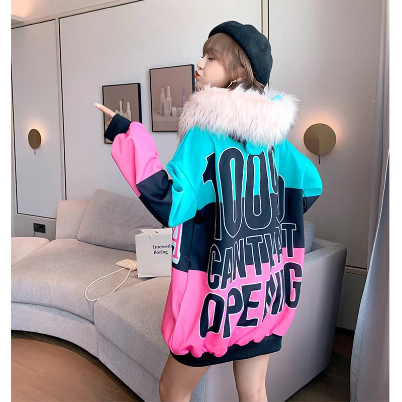 Зимние Модные бархатные длинные платья с мультяшным принтом теплые женские