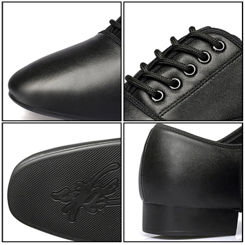 Men Latin Salsa Tango Dance Shoes Modern Tango Salsa Leather Ballroom Shoes Square Heels Adults Children Boys Party Dance Shoes