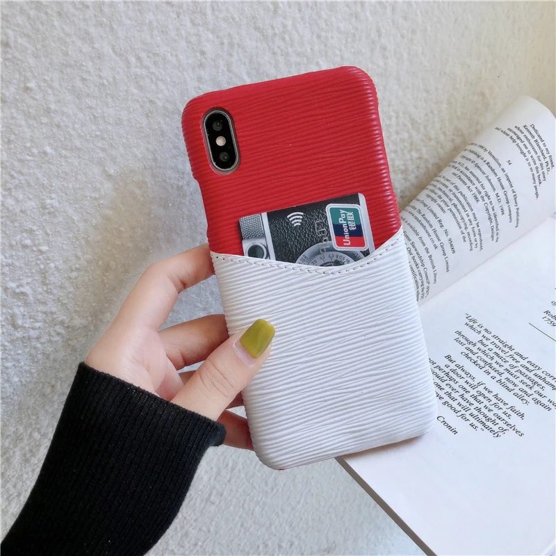 

Luxury brand soft case for iphone 11 pro x xs max xr 8 7 6 6s plus leather phone cover Simple Card high quality coque fundas