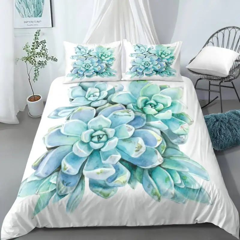 

3D Anime cartoon Printed Pillowcases Bedding Set Queen King Size Dropshipping Boy gift Bohemian Blue style Botany NO20