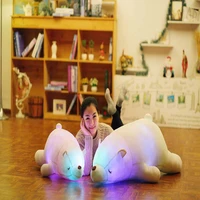 1 pcs 45 110cm luminous plush polar bear toys colorful glowing and music animal toys kawaii led light toy soft pillow for baby