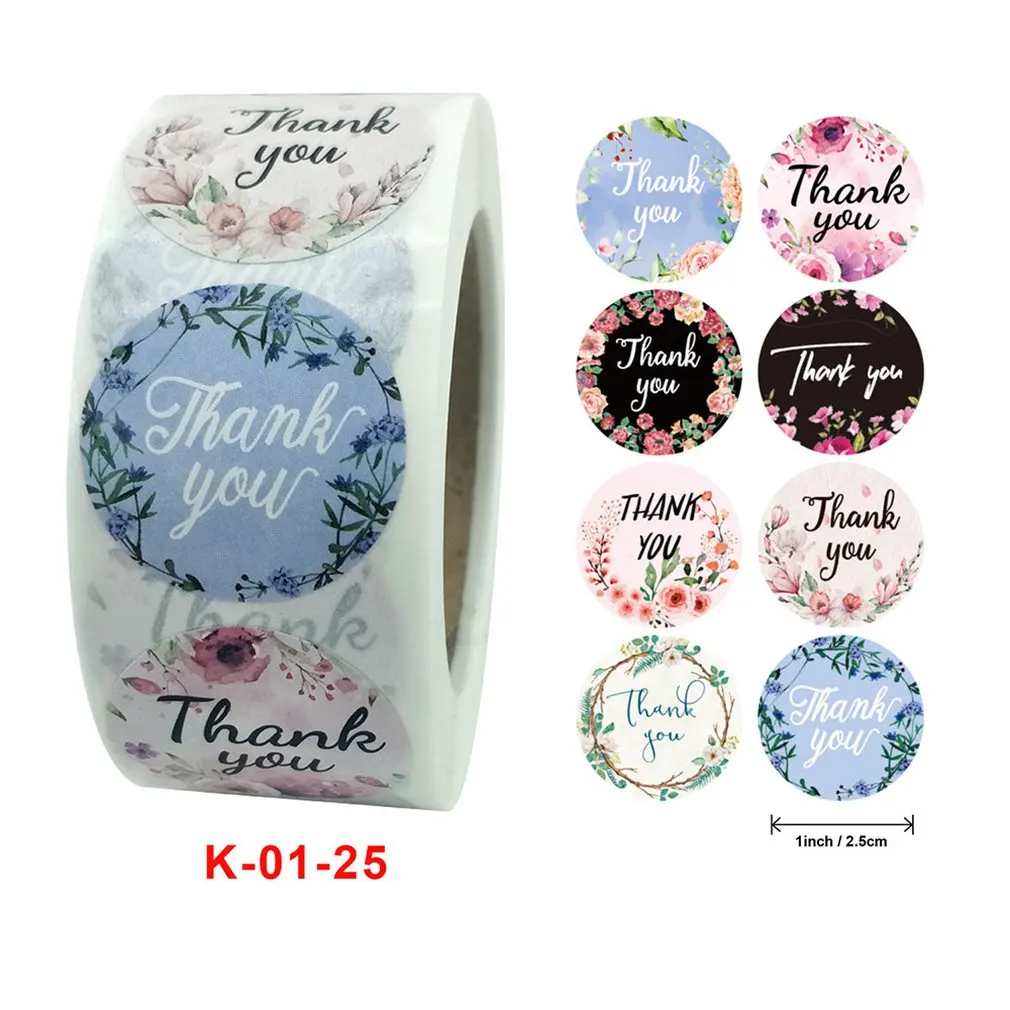 

500pcs/roll Thank You Copperplate Sticker Family Party Envelope Gift Box Stationery Creative Sticker Corporate Personality Label