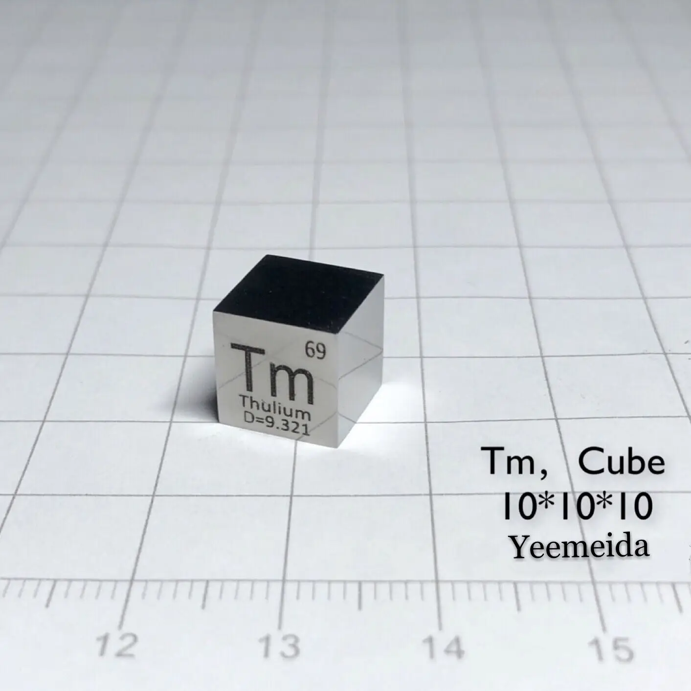 1pcs Thulium cube Редкий металлический куб 10 мм иттрий Samarium gadolium Terbium Dysprosium Holmium Erbium Ytterbium Thulium Lutetium Scandium - Цвет: 1pcs Thulium cube