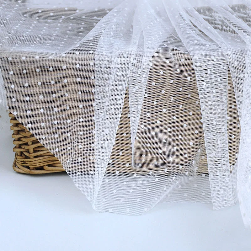 Тюль кружевной в горошек флокированная ткань для платья с москитной сеткой стиле