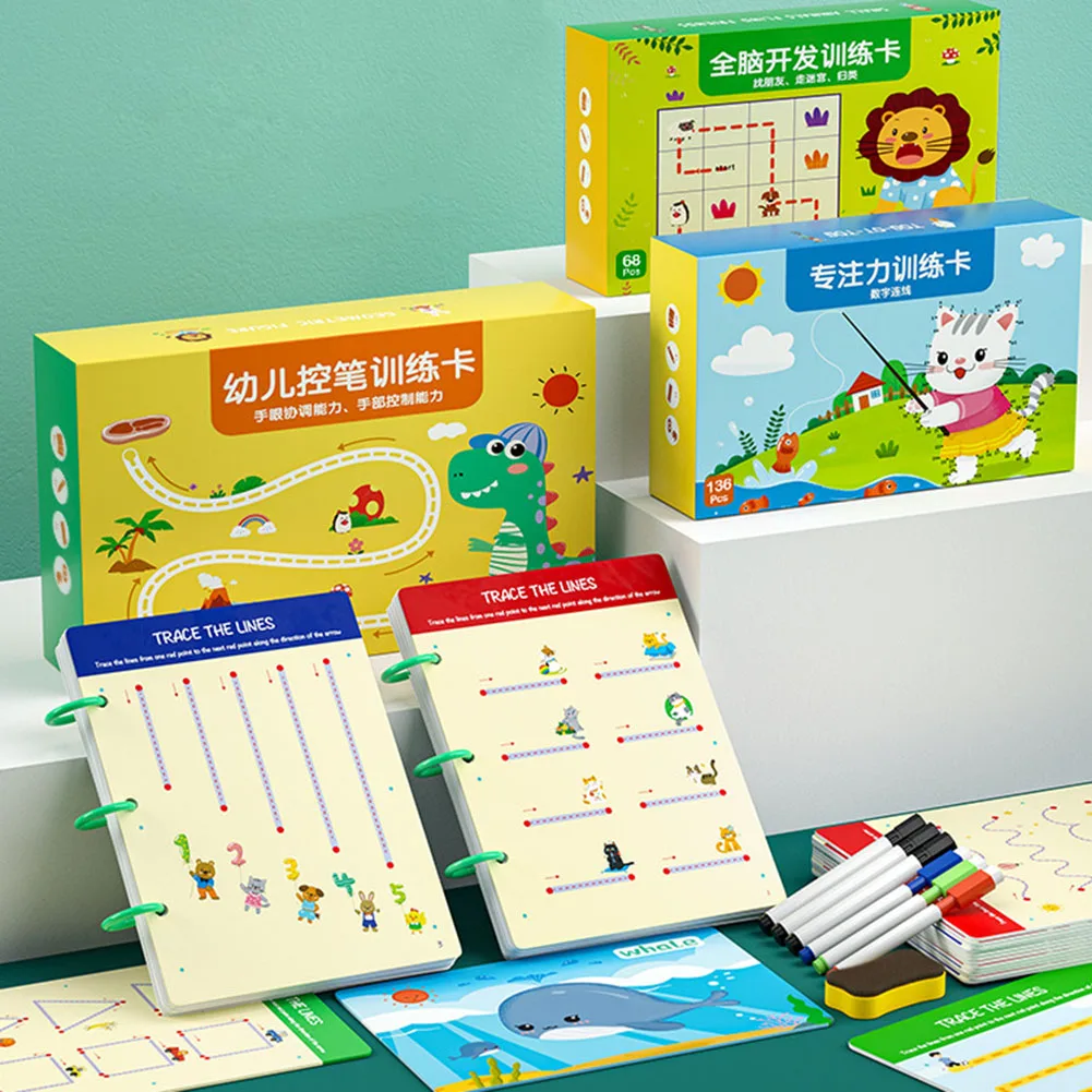 

Puzzle Toy Set Trace Dot Lines Funny Dots Drawing Focus Training Game for For Hand-Eye Coordination