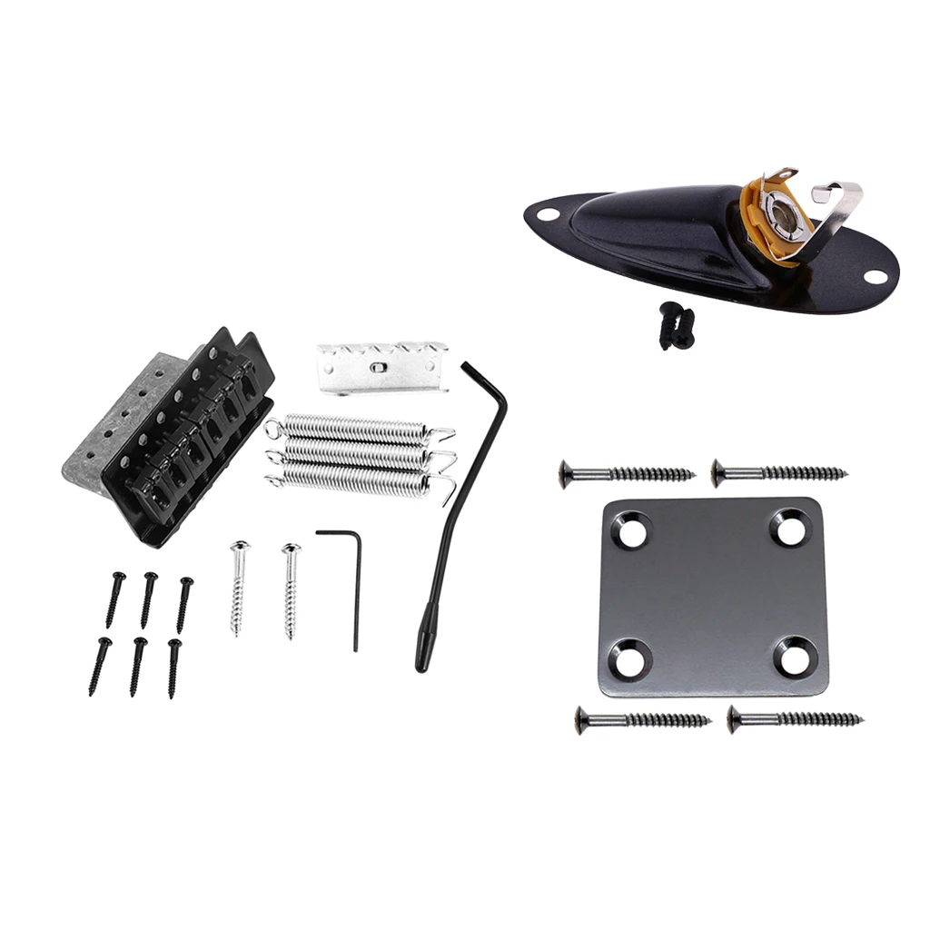

Black 6 String Guitar Tremolo Bridge+Boat Jack+Neck for Replacement