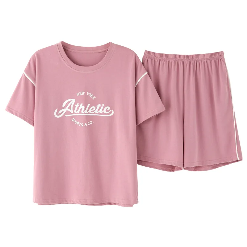 2 Pcs Pyjama Women Clothes Female Summer Men's Short-sleeved Shorts Girl Cartoon Can Wear A Home Couple Pajamas Service Suit