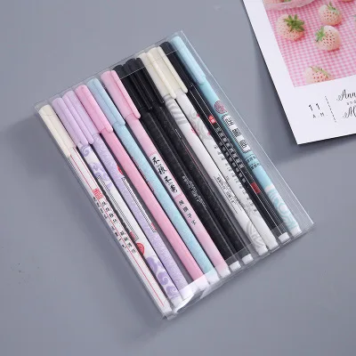 12 шт./компл. Милая гелевая ручка цветные чернила кошка свежий Kawaii Школа Canetas Boligrafos