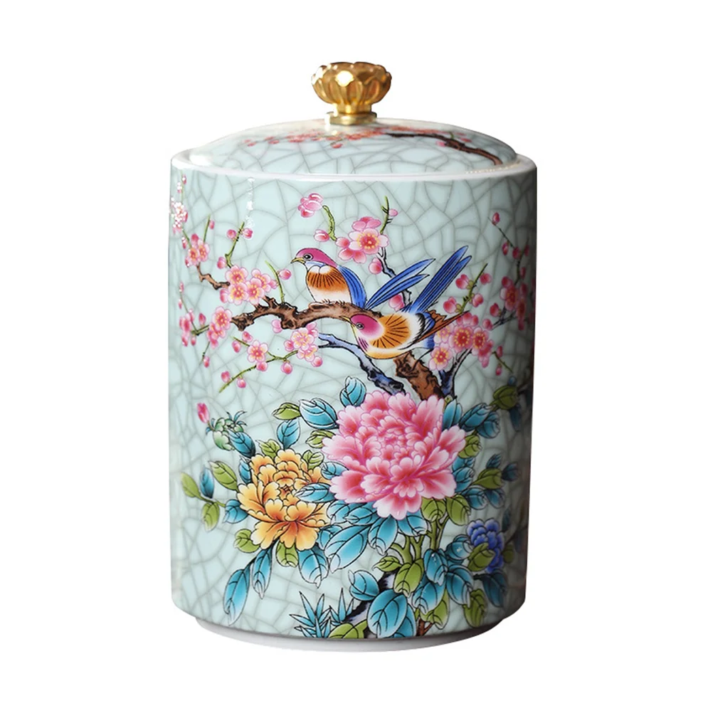 

1Pc Ceramic Tea Canister Loose Tea Jar Enamel Storage Can Porcelain Container