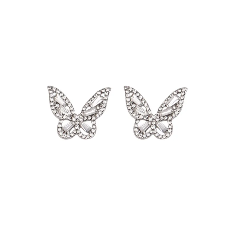 

Korean New Fashion Butterfly Earrings For Women Punk Rhinestone Style Cute Girl Zircon Stud Earrings Kpop Jewelry 2020 Wholesale