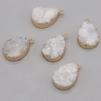 wholesale10pcs natural stone white crystal bud drop shape connector pendant making diy necklace bracelet jewelry accessory gift