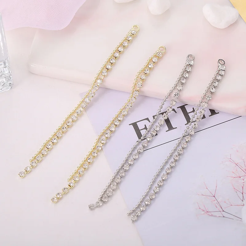 10pcslot trendy rhinestone copper tassel for jewelry making diy handmade phone charm earring necklace findings accessories free global shipping
