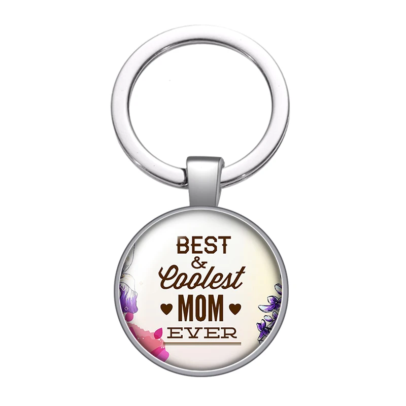 День матери Подарок "Любовь маме" стеклянный брелок на сумку или автомобильный ключ, держатель для колец с подвесками серебристого цвета, брелоки для ключей для женщин, подарки.