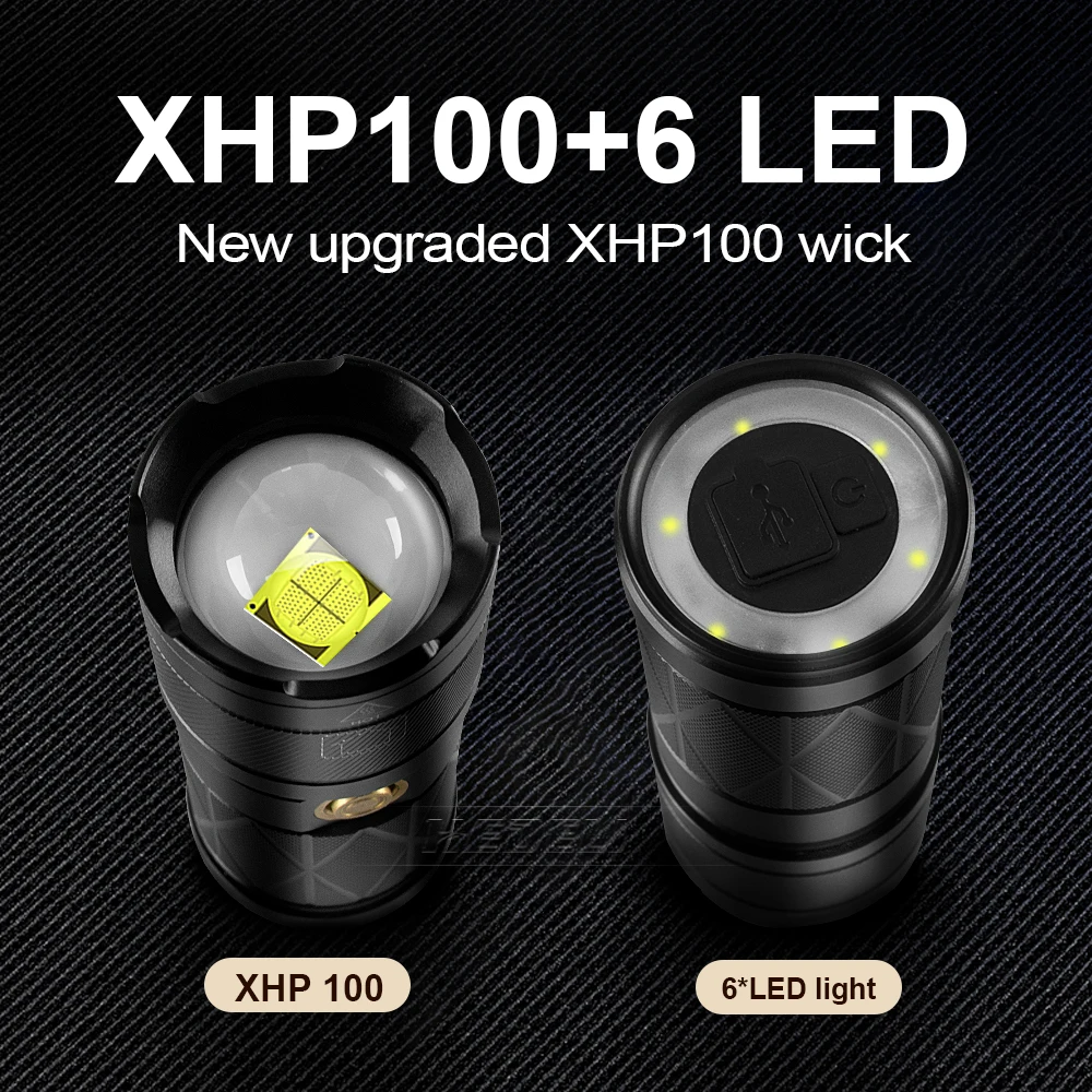 구매 높은 전원 Led 손전등 XHP100, 전술 손전등 토치 라이트 Usb 플래시 라이트 18650 강력한 손전등 Led Xhp70 작업 램프
