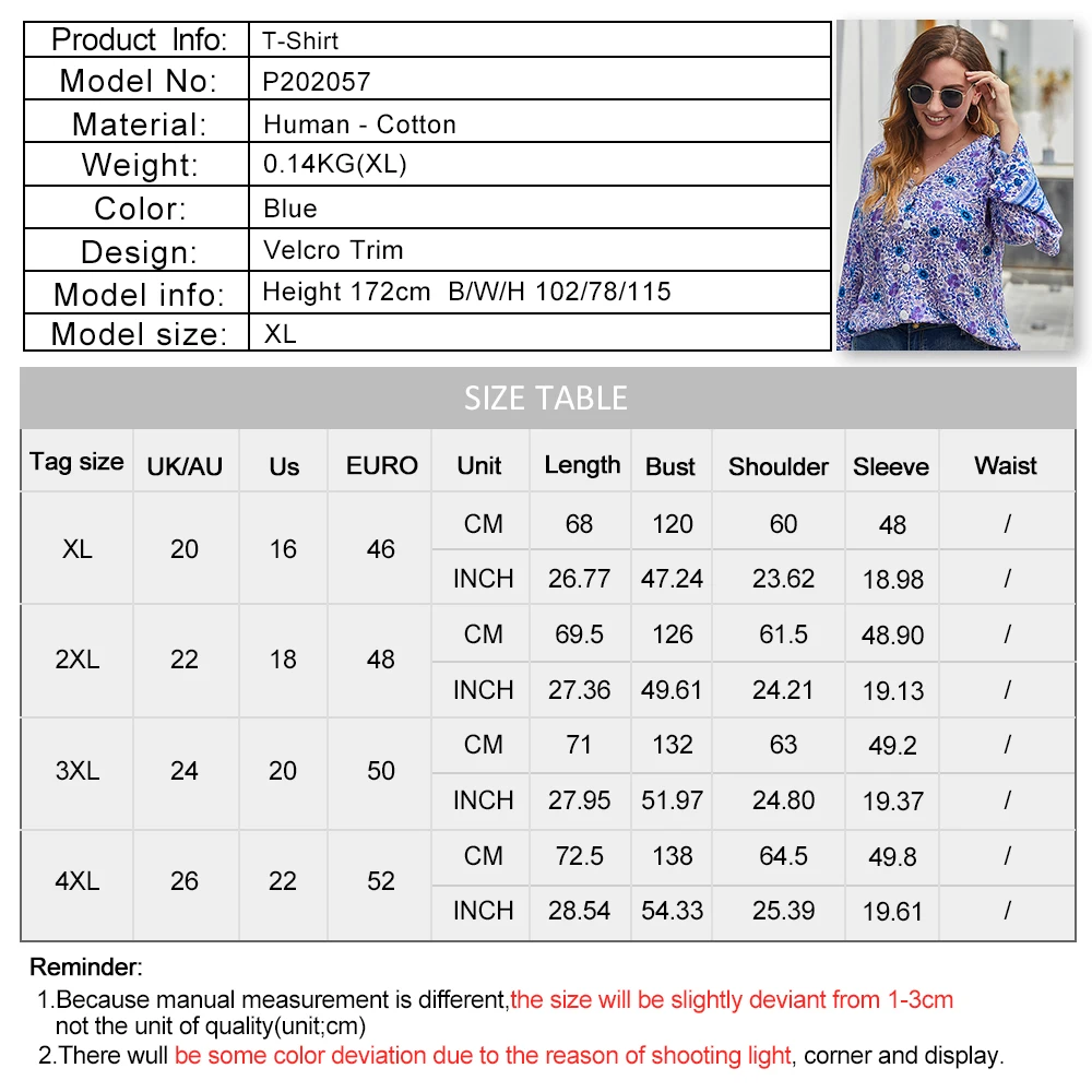 Женская блузка с цветочным принтом V-образным вырезом и длинным рукавом | одежда