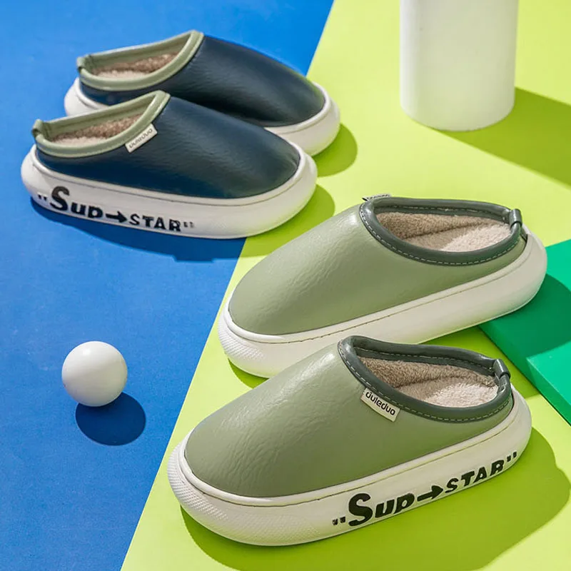 

Тапочки мужские плюшевые, теплые меховые шлепанцы на высоком каблуке, мягкая подошва, удобные зимние сланцы для дома, спальни