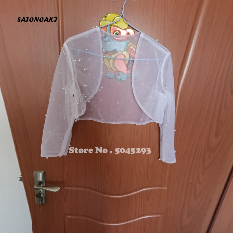 

Elegant 2020 New Shrugs of Women / Girls 3/4 Long Sleeve White Pearls Shoulder Cropped Jacket Wedding Wraps Capa Bolero Vestidos