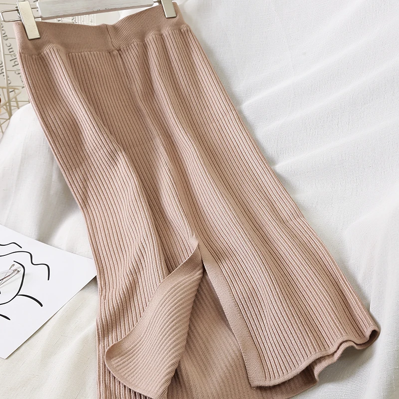 Женская Шерстяная трикотажная плиссированная юбка растягивающаяся на талии