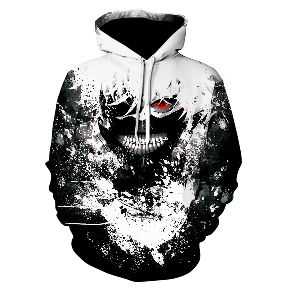 Мужская толстовка с капюшоном Tokyo Ghoul объемный принт аниме Kaneki Ken уличная одежда