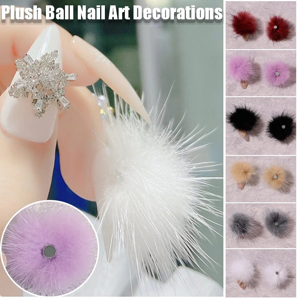 

1 Pcs Lovely 3D Plush Ball Nail Jewelry DIY Winter Nail Art Decorations Detachable Magnet Manicure Accessories Nail Ornaments