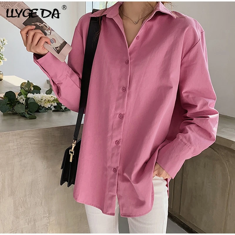 Весна плюс размер 4XL Женская рубашка на пуговицах белая однотонная Офисная 2020