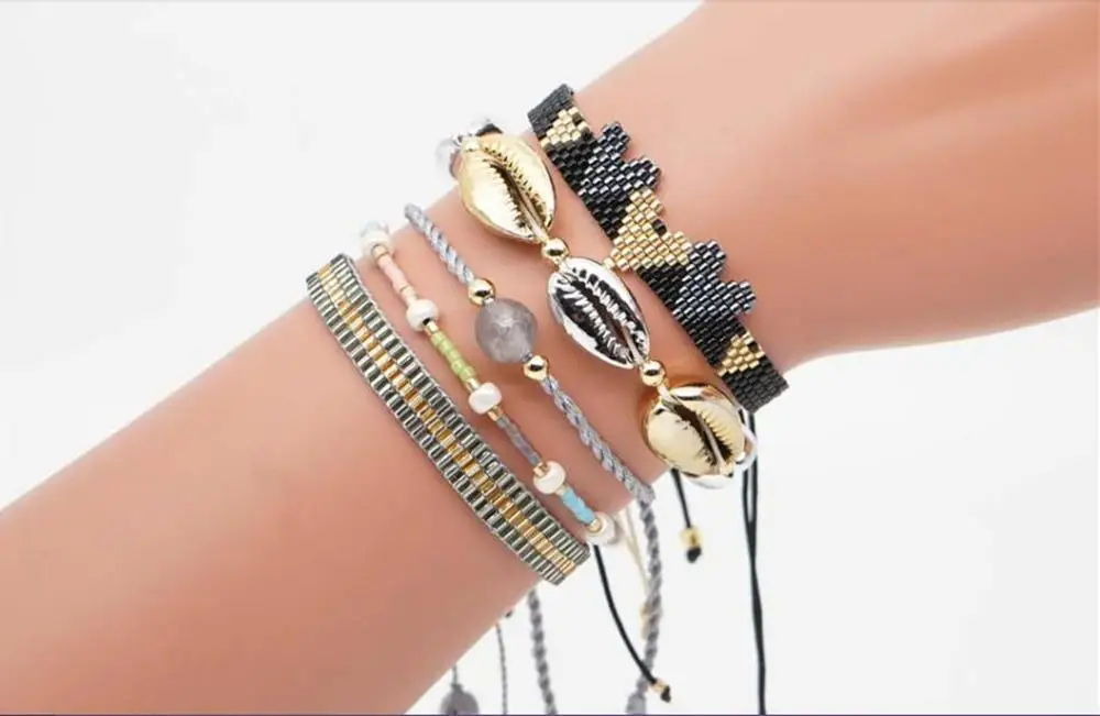 SANDEI сердце Шарм браслет из бисера модные ювелирные изделия сглаза кисточки