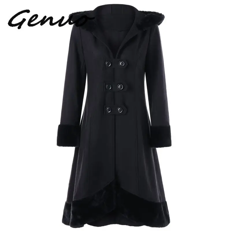 Женское готическое зимнее пальто длинное на шнуровке Бандажное лента бант