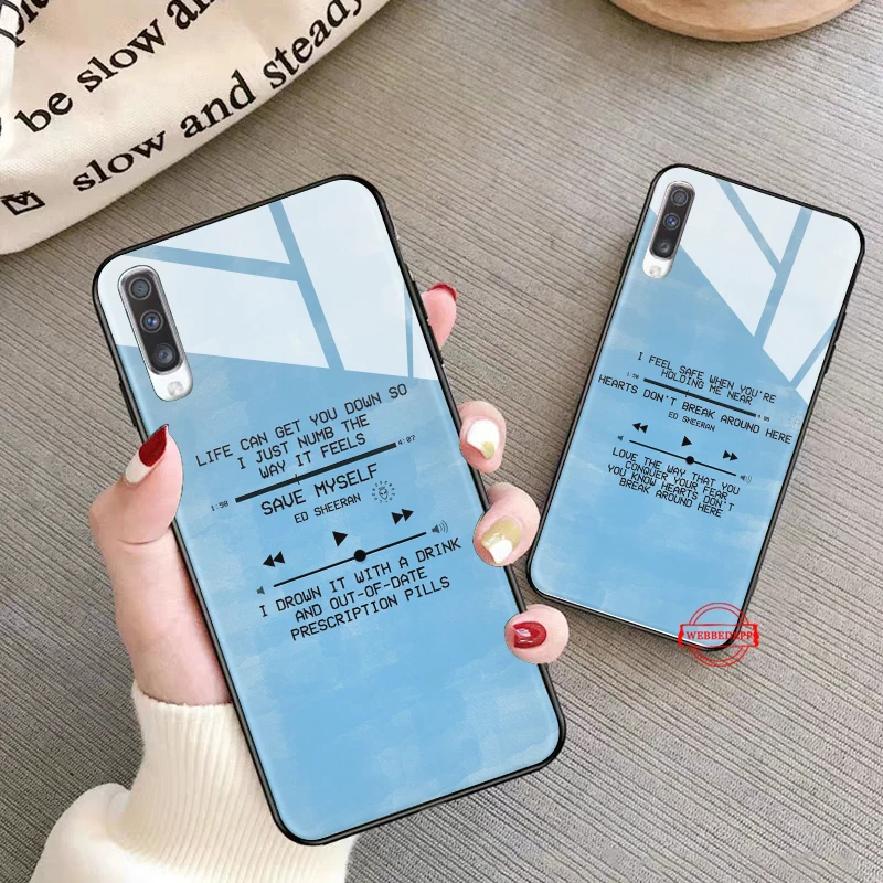 

Ed Sheeran Lyrics Pictures Diy Glass Case for Samsung S7 Edge S8 S9 S10 Plus A10 A20 A30 A40 A50 A60 A70 Note 8 9 10