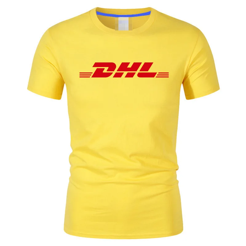 100% хлопок DHL футболки с буквенным логотипом печатные желтые короткие рукава