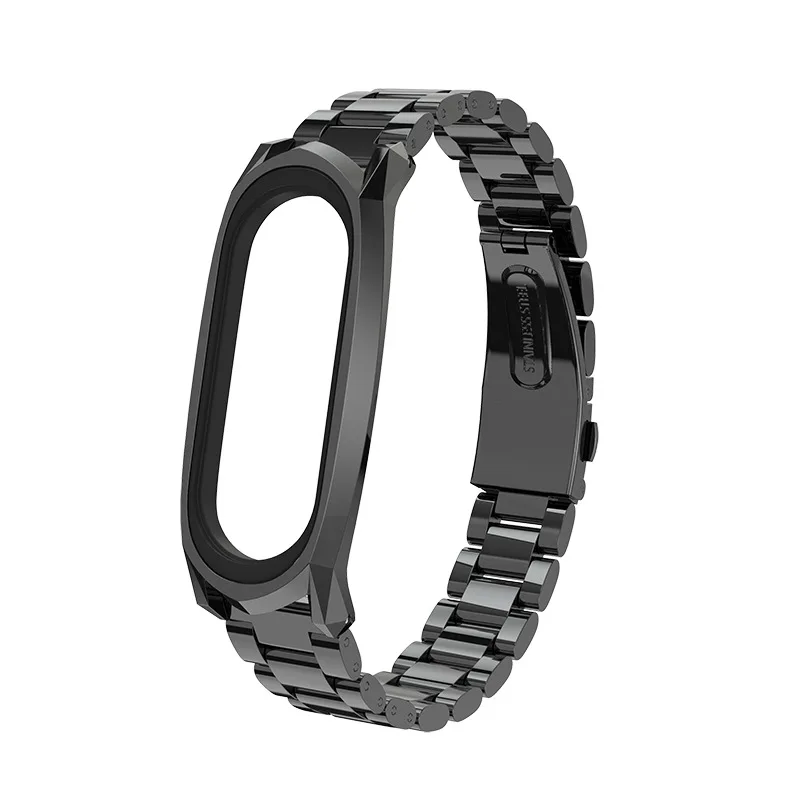

For Xiaomi Mi Band 5/4/3 Stainless Steel Strap With Frame Lady Fashion Metal Replacement Watchbands For Xiaomi Band 5 Wristbands