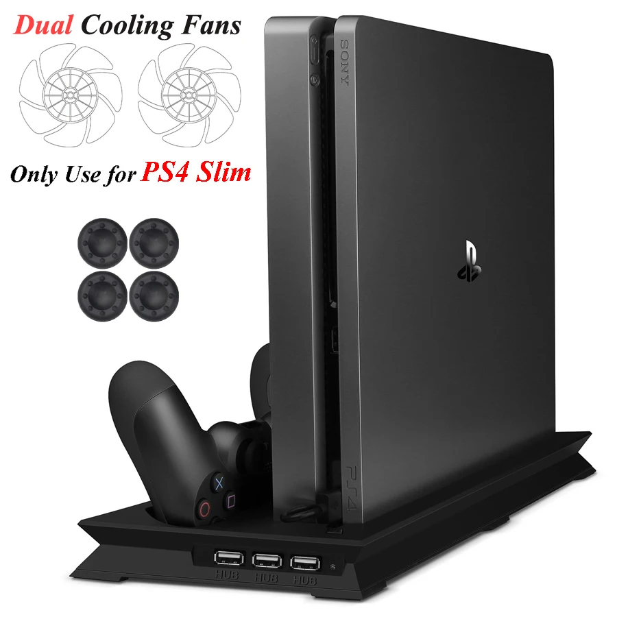 Подставка для консоли PS4 Slim с охлаждающим вентилятором зарядная док станция двух