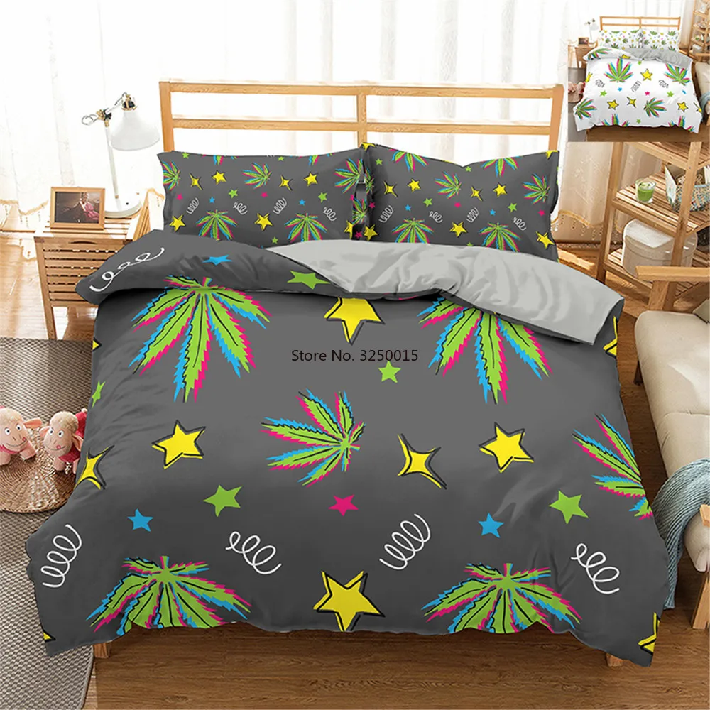 

Home Textiles Colourful Maple Leaf Bedding Set 2/3 Pcs Bedclothes Duvet Cover Home Textile Single Twin Double Full Size