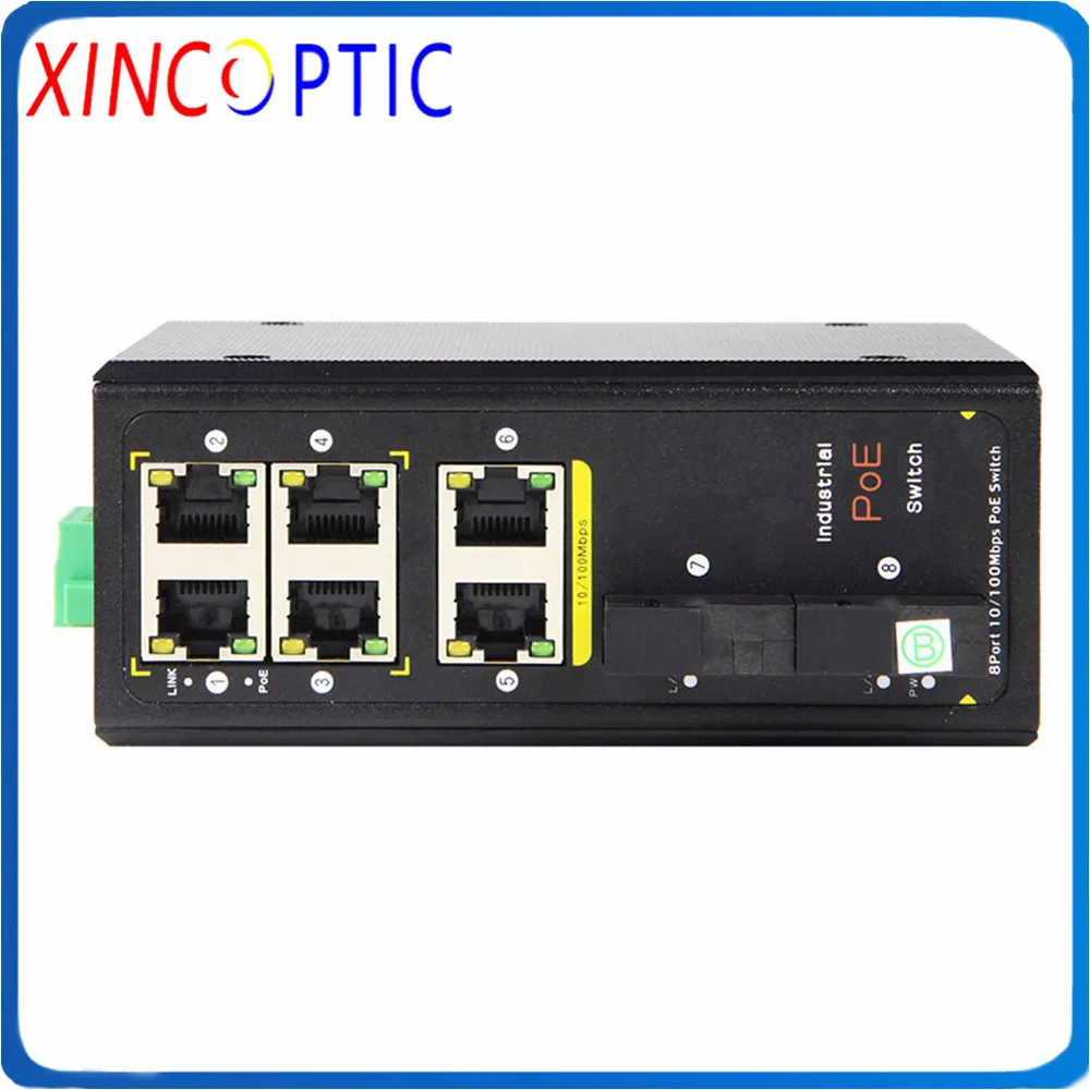 6 портов 10/100 м неуправляемая сеть Промышленный Коммутатор Ethernet 2 одно волокно + 6utp
