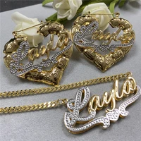 kristenco custom name jewelry set heart fashion new ladies hoop earrings custom name earrings gold heart earrings holiday gifts