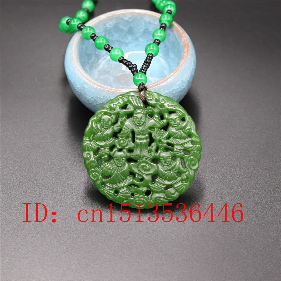Ожерелье с подвеской из натурального зеленого нефрита ювелирные изделия