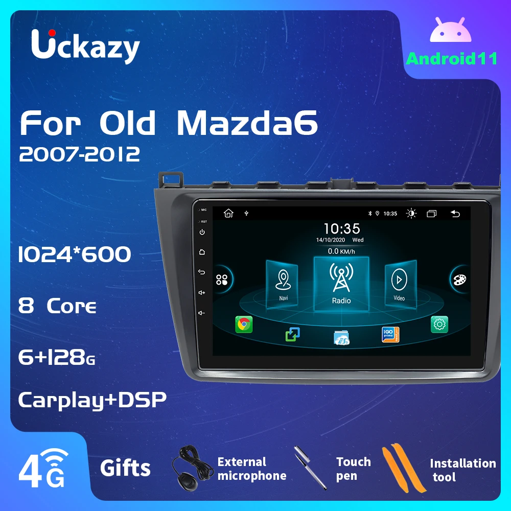 Автомагнитола Uckazy 8 ядер 2 din Android 11 для Mazda 6 2007 2008-2012 мультимедийный