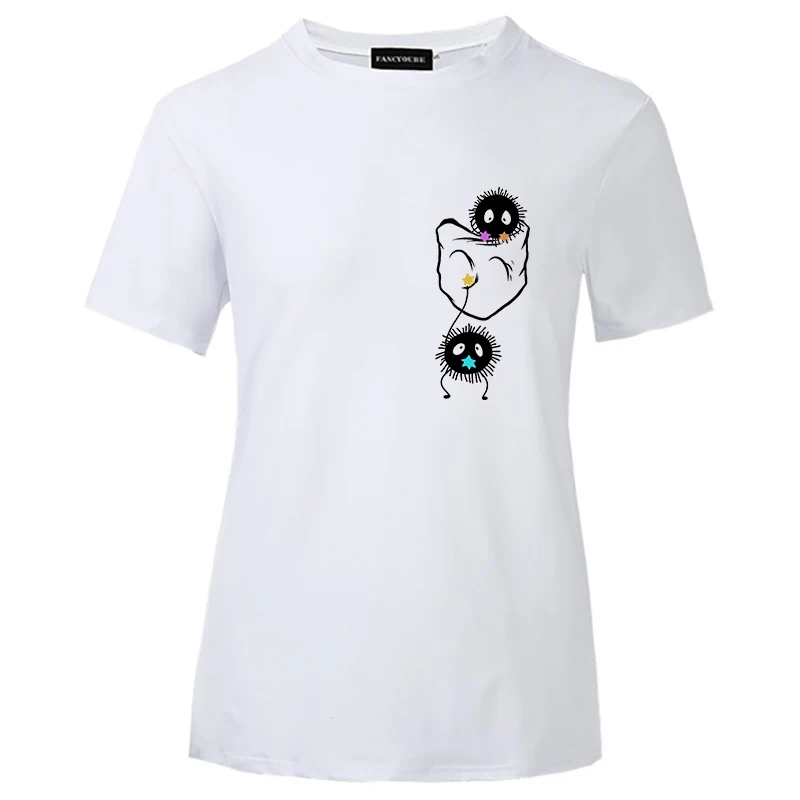 

Women Tshirt New 2021 Anime Totoro Ghibli Poeira Coelho Tees Harajuku das Mulheres de Manga Curta Casuais T-Shirt Ladies Tops