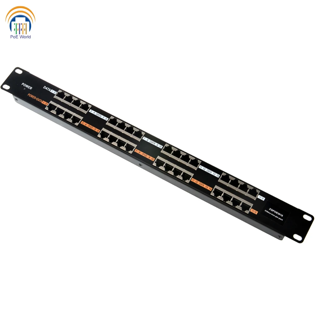16 портов 100 Мбит/с Poe инжектор с 48v120w адаптер питания через Ethernet для Dahua/Mikrotik камеры