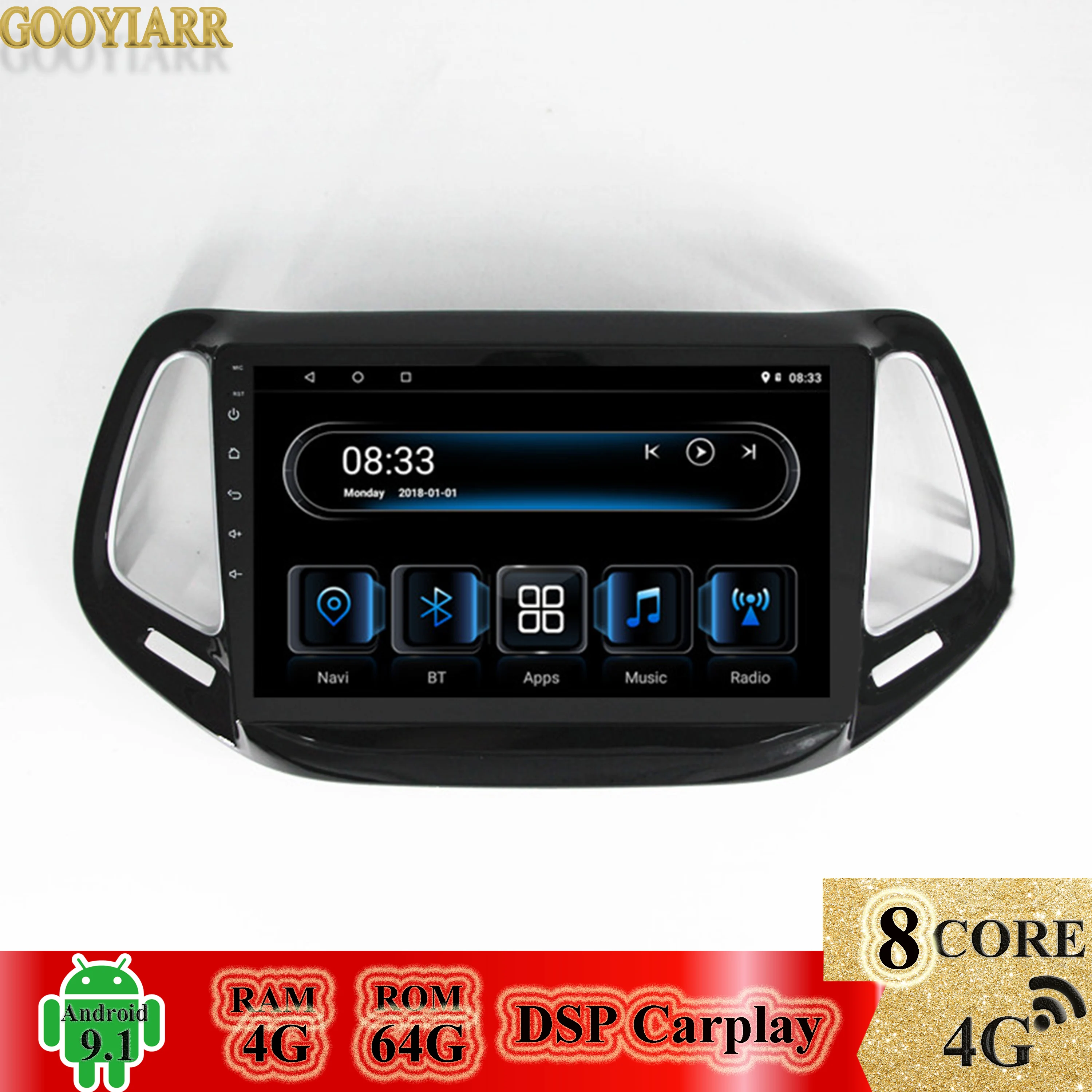 9 &quotips экран Автомобильный Android9.1 стерео радио для Jeep Compass 2016 2017 2018 мультимедийный