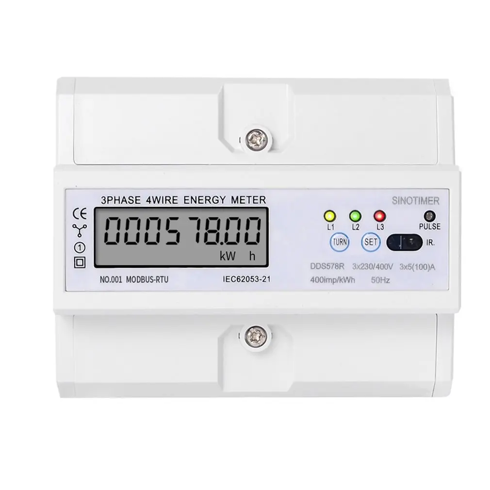 SINOTIMER RS485 Modbus Rtu din-рейка 3 фазы 4 провода ЖК-цифровой ваттметр электронный