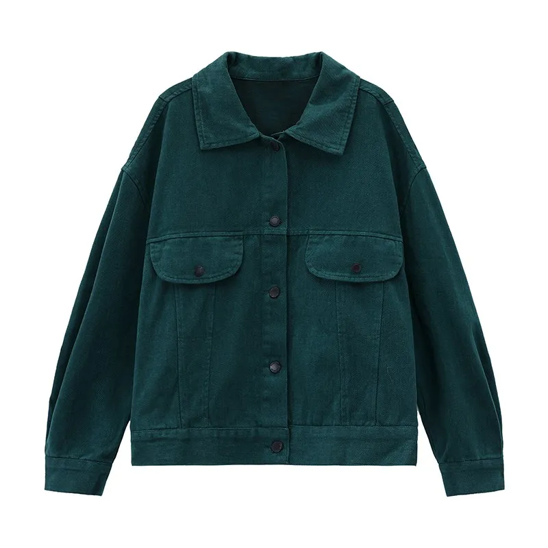 Куртка женская джинсовая однобортная винтажная размера плюс