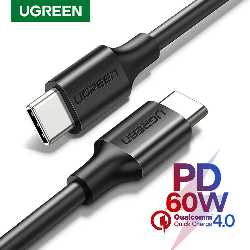 Ugreen 60 Вт USB C к usb type-C кабель для huawei mate 20 PD QC 4,0 Быстрая зарядка кабель для передачи данных для Macbook samsung S9 Plus USB C кабель