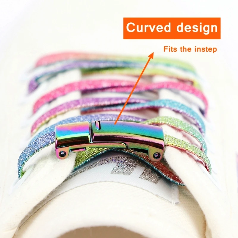 Rainbow Magnetic Lock Shoelaces for Sneakers Elastic Laces without ties Kids Adult Quick Shoe lace No Tie Shoe laces Rubber Band