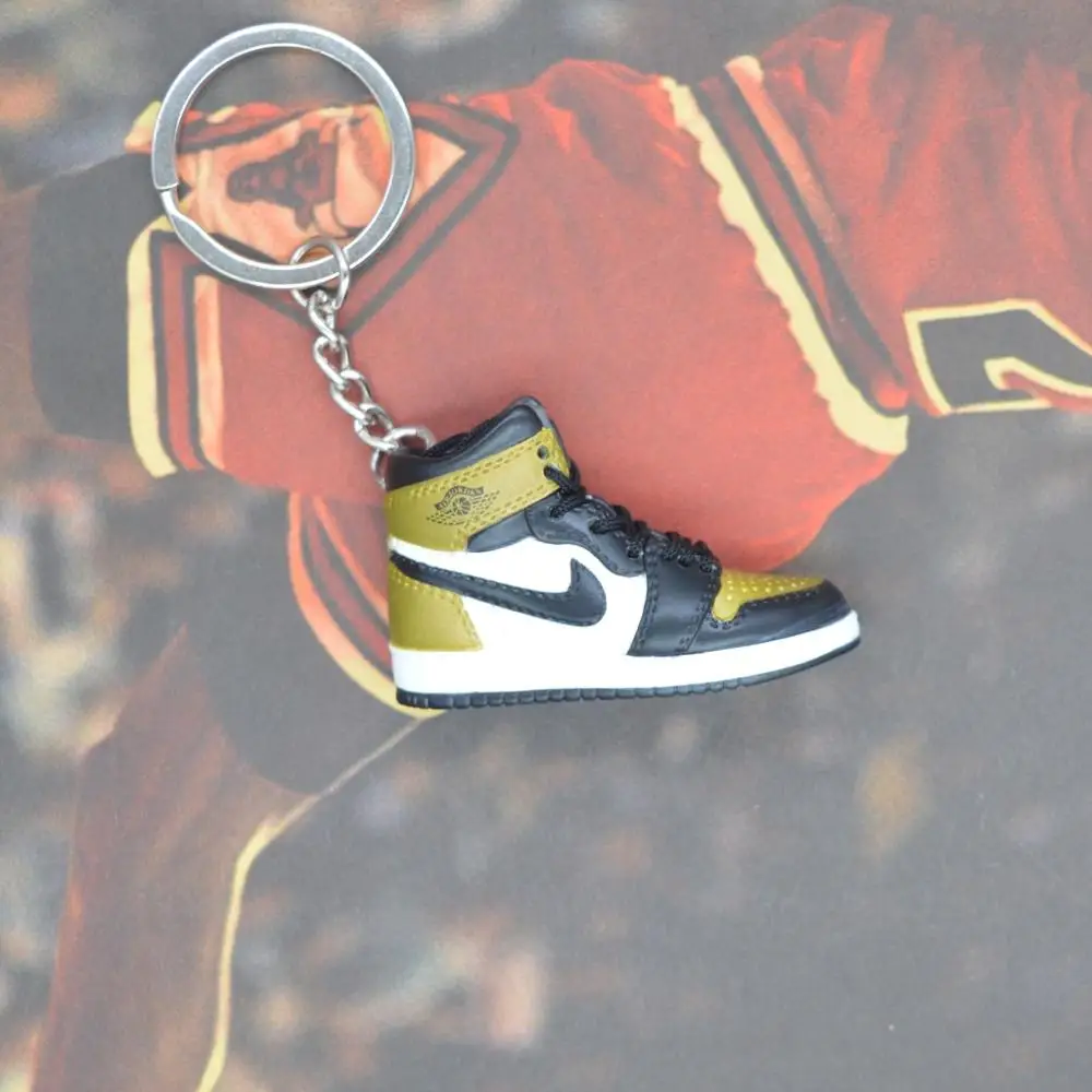 one shoe keychain Дропшиппинг aj1 offwhite Chicago Unc брелок в виде кроссовка Air Jordan 1 3D мини-кроссовки, закрытая спортивная обувь брелок в виде кроссовка s - Цвет: one shoe keychain