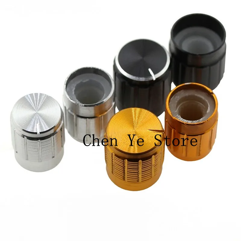 Бесплатная доставка 50 шт. алюминиевый сплав 13*17 мм 15*17 мм потенциометр 13x17 15x17 Ручка вращения переключатель Регулятор громкости черный серебристый