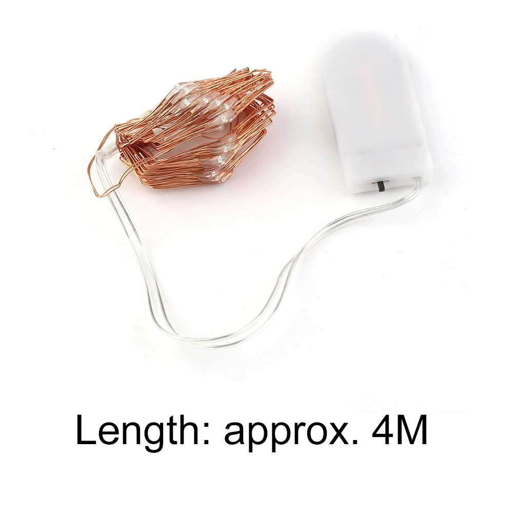 

4M 40 LEDs Button Battery Operated LED Copper Wire String Fairy Lights With Milky White Battery Case for Christmas Party